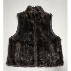 East5th Women's Faux Fur Vest Reversible Brown/Black‎ Size M